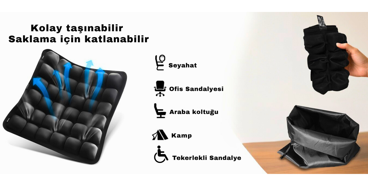 AirKonfor™ Ultra Hafif & Şişirilebilir Minder– Ev, Ofis, Araba